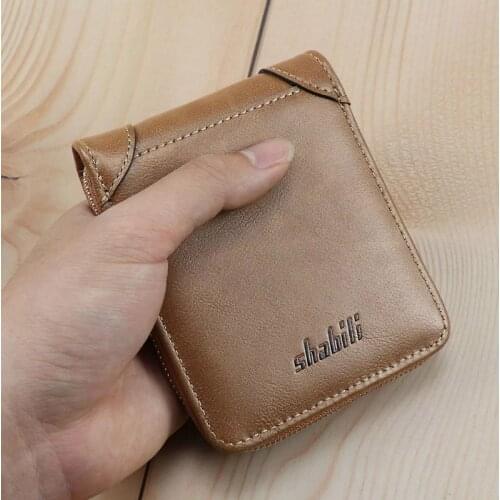 Oil Wax Mens Wallet Short Casual Wallet Retro Zipper Small Wallet Young Korean Fashion Wallet PU Coin Purse