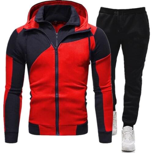 Autumn Winter Brand Mens Tracksuit Suit Hooded Jacket + Pants 2 Piece Set of Mens Hoodie Zipper Track Suit Mens Sports Suit