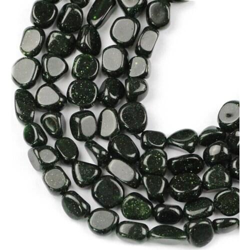 HGKLBB Irregular Natural Green sand stone beads Gravel Chips for beads Jewelry making L:39cm bracelet necklace DIY accessories