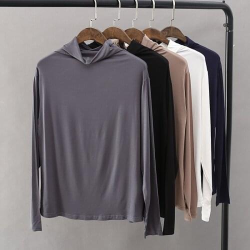 New Spring Autumn Elegant Long Sleeve Modal T-shirts Women Solid Office Lady Turtleneck T-shirt All-Match Basic Tops Tees Mw407