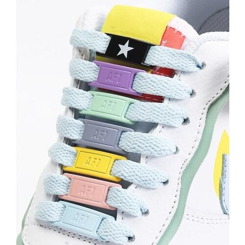 NEW 2pcs / Pair AF1 Shoelaces Shoelaces Accessories Lace Lock DIY Sneaker Kits Buckle Macaron Color Shoelace Buckle Metal