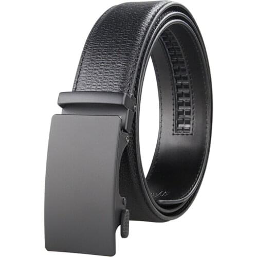Brand New Business Authentic Elegant Black Mens Leather Automatic Belt Adjustable Belt