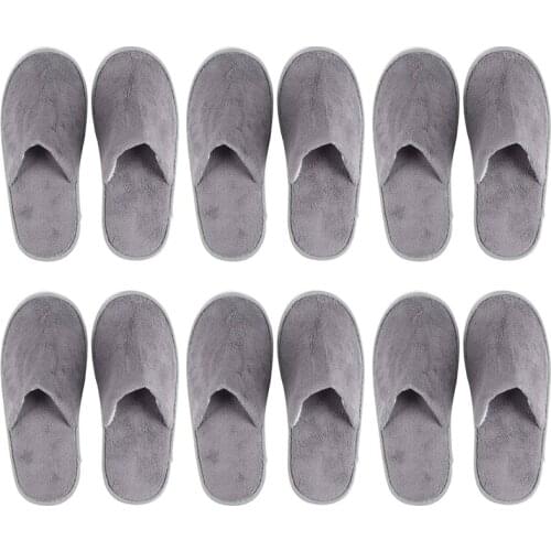 6-Pairs Disposable Slippers, Great for Hotel, Spa, Nail Salon Use-Non-Slip-Grey-Fits Up to US Mens Size 11 and US Womens Size
