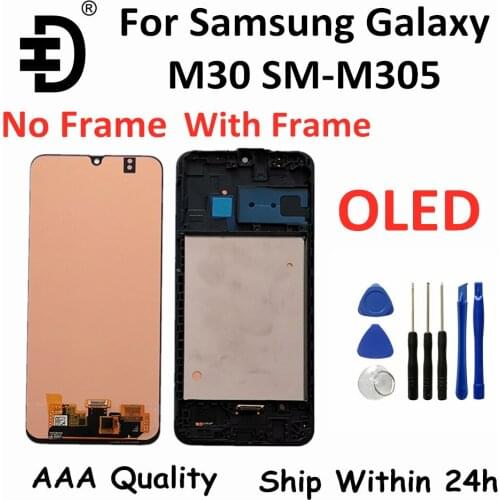 OLED With Frame For Samsung Galaxy M30 M305 LCD Display Screen Touch Panel Digitizer For SAMSUNG SM-M305F LCD Screen Replacement