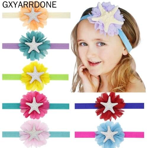 2019 Baby Mermaid Headband Girls Starfish Headband Child Festival Headband Newborn Sea Photo Prop Party Flower Hair Accessories
