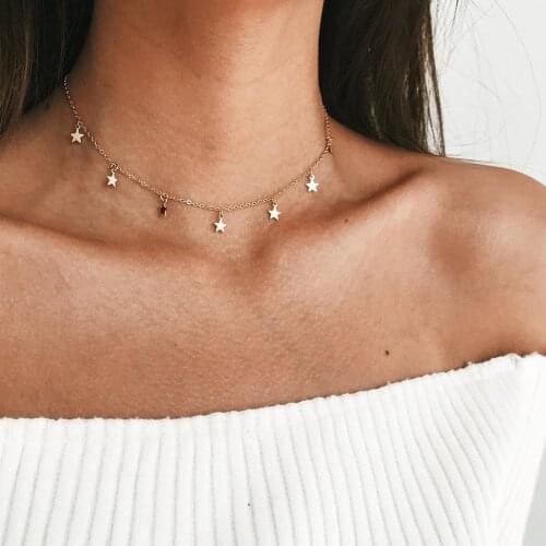 Simple Gold Silver Color Exquisite Star Chain Choker Necklaces for Women Fashion Personality Clavicle Collar Necklace Jewelry