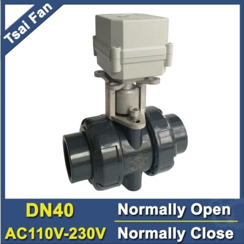 PVC 1-1/2'' Normal Close Valve Normally Open Valve AC110V-230V 2 Way DN40 Actuated Valve 10NM On/Off 15 Sec Metal Gear CE IP67