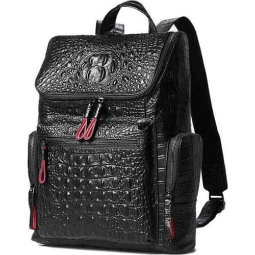 Crocodile Pattern mens backpack Cowhide leatherk shoulder bag male Europe backpack Male travel Rucksack leather Boy Laptop bag