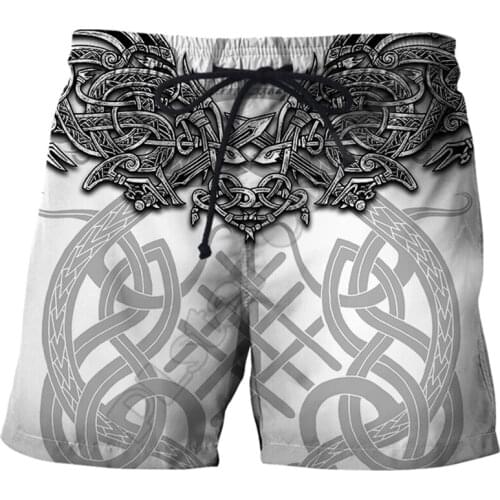 PLstar Cosmos New summer Fashion Shorts Viking Tattoo 3D Printed Male/Female streetwear Casual Cool Shorts 02