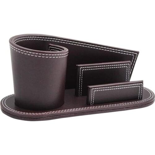 PU Leather Stylish Personality Pen Holder,Multi-Function Desk Stationery Organizer Creative,Multifunctional Storage Box