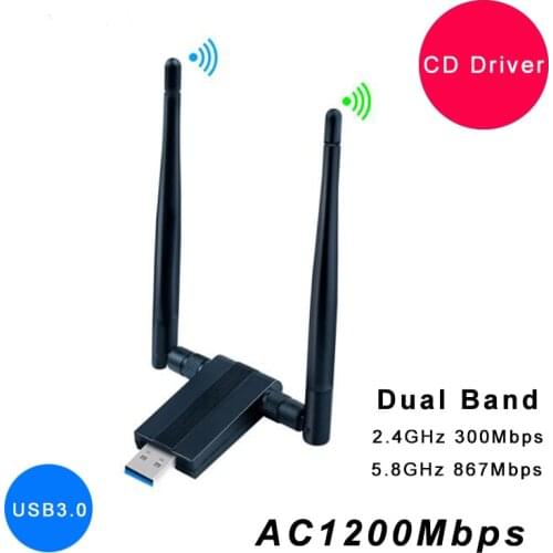USB Wifi Antenna Adapter AC1200Mbps Wireless WiFi Network Card Free Driver USB3.0 Dual Band Wifi Receiver Transmitter Dongle