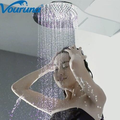 VOURUNA Modern Style Brass Construction Chrome Finish In Wall Thermostatic Waterfall Bathroom Shower Set