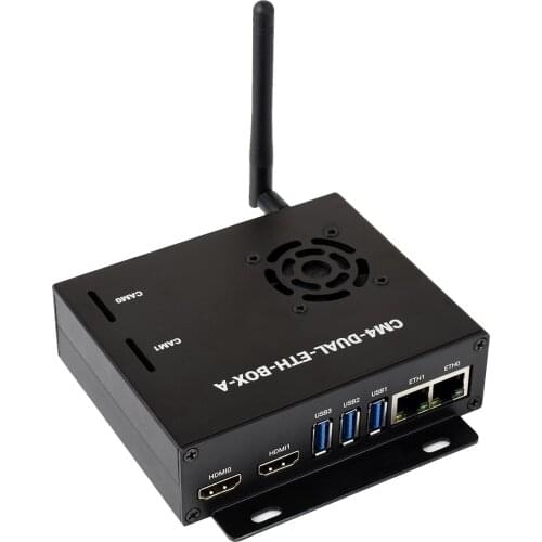 Waveshare Dual Gigabit Ethernet Mini-Computer Based on Raspberry Pi Compute Module 4 (NOT Included), Metal Case,with Cooling Fan
