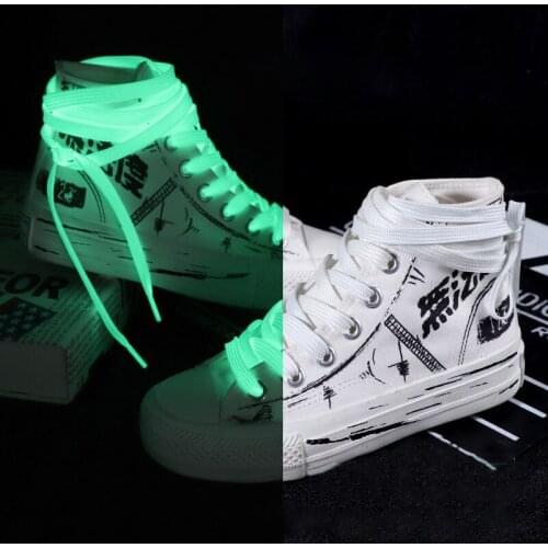1 Pair Luminous Shoelaces Flat Sneakers Canvas Shoe Laces Glow In The Dark Night Color Fluorescent Shoelace
