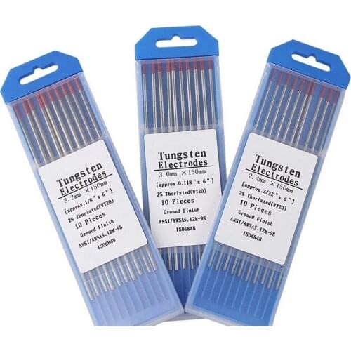 10pcs Welding Tungsten Electrodes WT20 1.0 1.6 2.0 2.4 3.0 3.2 Blue Metalworking Welding Rod
