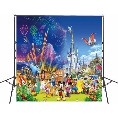 10x10ft Cartoon Photography Background Cloth Vinyl Backdrops for Photography Kids Birthday Party Theme Background Custom Name