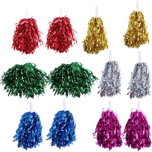 12PCS Straight Handle Cheering Poms Cheerleading Kit Cheer Props for Performance Competition Cheering Sports Events (Random Styl