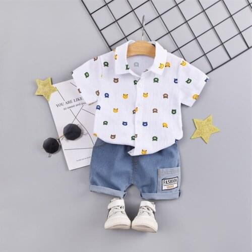 Summer Children Baby Boys Girl Clothes Suit Infant Cartoon Printed Cotton Shirt Shorts 2Pc/Sets Toddler Clothing Kids Tracksuits