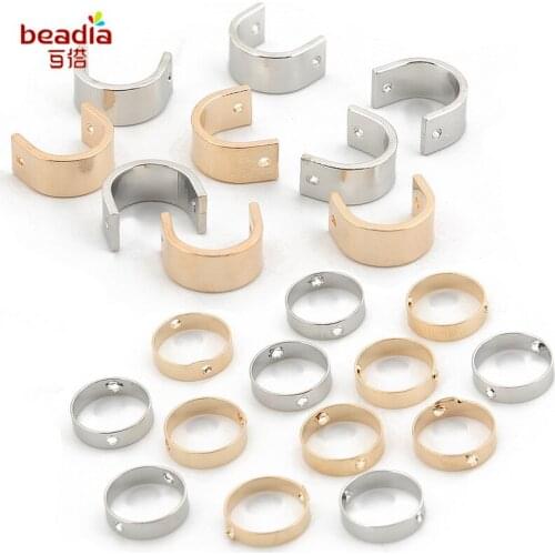 2020 Concise Style Double Hole Round and Semicircle C Buckle Pendant Metal Charms for DIY Earring Necklace Jewelry Accessories