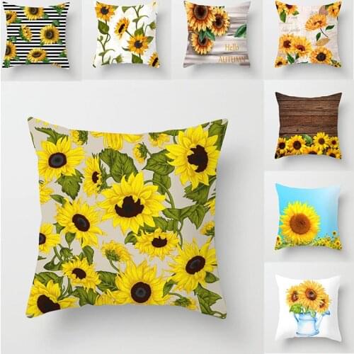 45*45cm Sunflower Series Printing Pillowcase Well-designed Pillowslip For Car Washable Non-fading Cushion Cover Home Decor