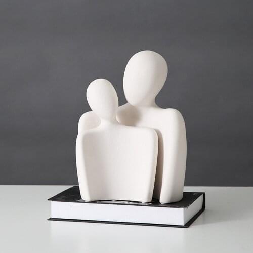 Abstract Characters Couple Ornaments Decor Wedding Gifts Minimalist Embracing Lovers Statues Ceramic Hug Figurines