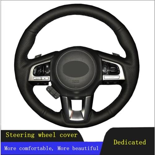 Car Steering Wheel Cover Black Hand-stitched Genuine Leather For Subaru Legacy XV 2015-2017 Outback 2014-2017 Forester 2015-2018