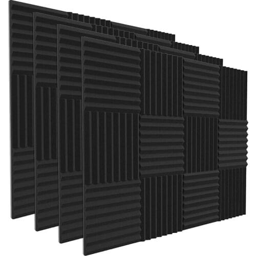 Acoustic Foam Panels Wedges 48 Pack Acoustic Panels 1 x 12 x 12Inch Studio Sound Absorbing Tiles Recording Ceiling Black