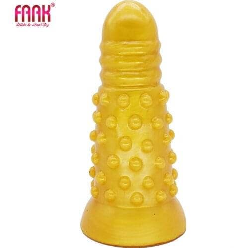 FAAK Big anal sex toys silicone pumpy butt plug golden dildos adult products erotic male masturbator anus massage 2020 new