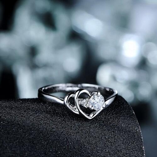 Italina Rigant Jewlery Engagement Ring For Woman Double Heart Ring with Austrian Crystal Stellux #RG92918