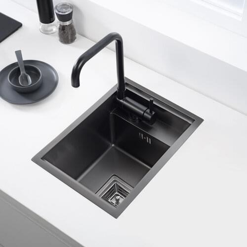 Black Hidden Kitchen sink Single bowl Bar Small Size sink Stainless Steel Balcony sink Concealed black kitchen sink Bar sink