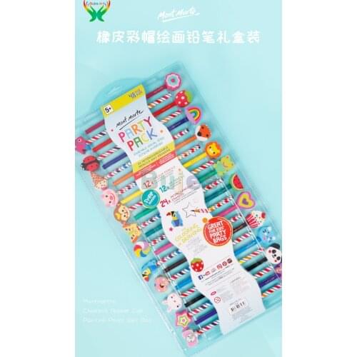 Mont Mart 24 pc/set Childrens pencil primary school students pencil with rubber gift creative cute cartoon pencil art suit
