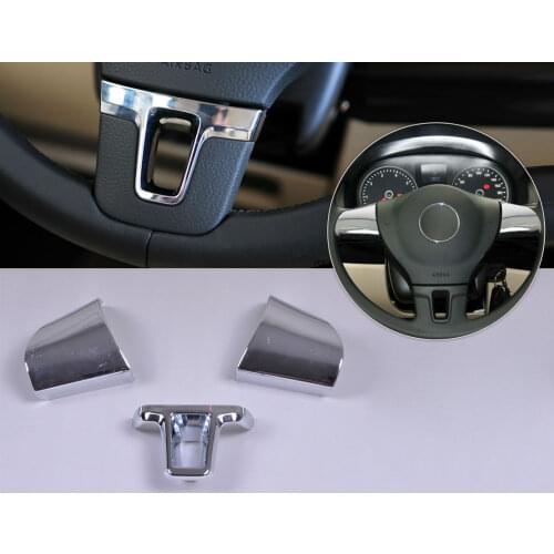 DWCX Car fashion Chrome Steering Wheel Trim Cover for Volkswagen VW Lavida 2011 2012 Tiguan 2011 2012 2013 2014 2015 Passat