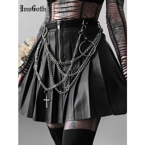 INSGOTH Women's Leather Skirts