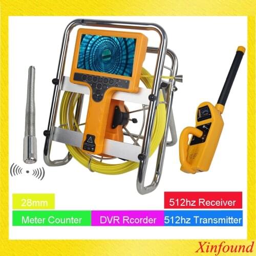 Long Spring 28mm 512hz sonde endoscope inspection camera 512hz locator dvr counter stainless steel camera with 512hzreceiver