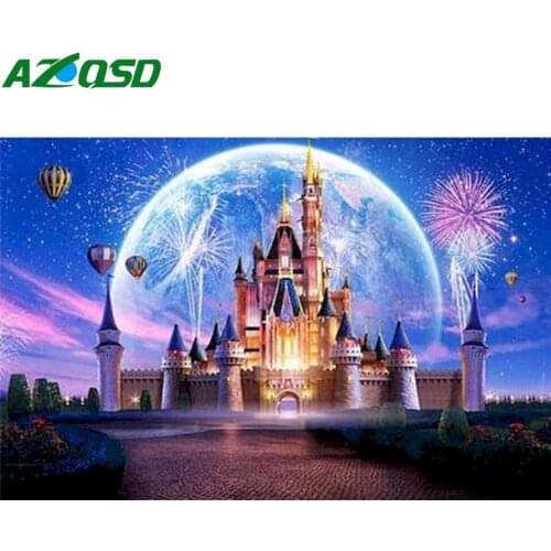 AZQSD Painting By Numbers Castle Picture Oil Painting By Numbers Landscape Building Home Decor Gift Wall Art HandPainted