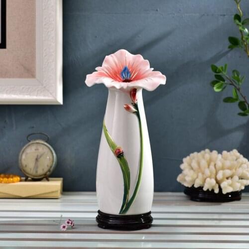 Classical beautiful pink flower ceramic vase Exquisite art hand painted home decorative vase