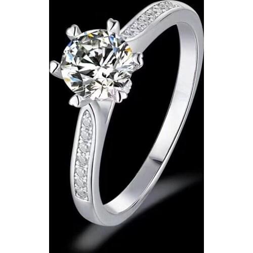 New 1 Carat Moissan Diamond Ring 925 Silver Womens Ring Fashion Simple Fresh Atmosphere