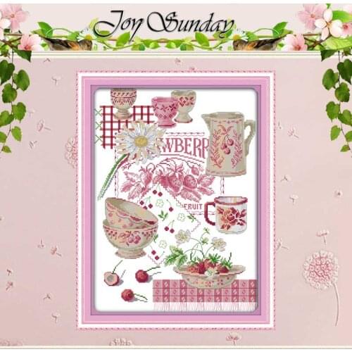 Colorful Fruit Tableware Counted Cross Stitch 11CT 14CT Cross Stitch Sets Wholesale Cross-stitch Kits Embroidery Needlework