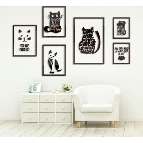 WS119 Creative Xiao Mao photo frame 3D clothing milk tea shop living room sofa bedroom wall decoration stickers