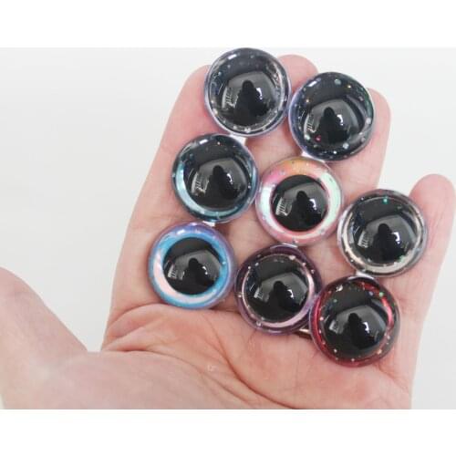 20pcs 12mm-28mm SHINEY GITTER TOY EYES Round clear toy safety eyes + hard washer for plush doll -size color option--D8