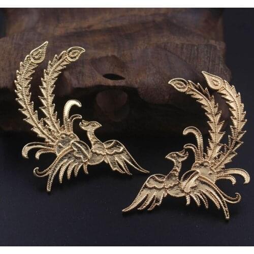 30pairs Brass Casted Orienetal Phoenix Charms Stamping Decoration High Quality DIY Women Bridal Wedding Hair Jewelry Accessories