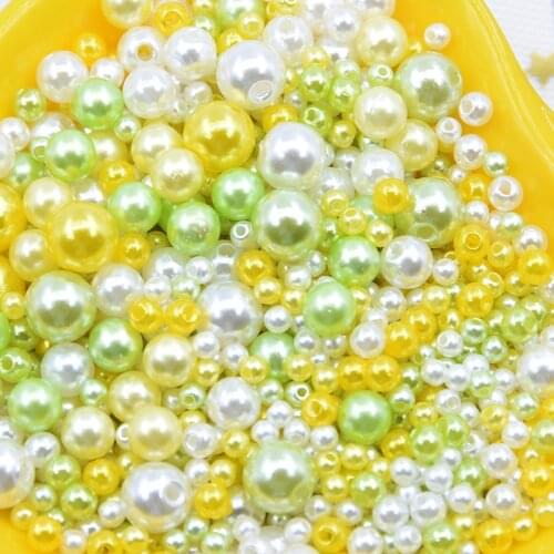 Mix 3mm 4mm 6mm 8mm 10mm 20g with Hole Colorful Pearls Round Acrylic Imitation Pearl Beads Diy for Jewelry Making/Nail Art