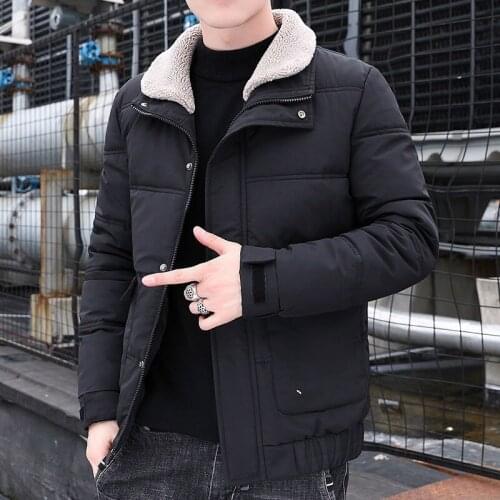 Men 2021 Brand Winter Clothes Short Simple Warm Turndown Collar Parkas Jacket Coat Men Cotton Padded Outwear Parka Jackets Y186