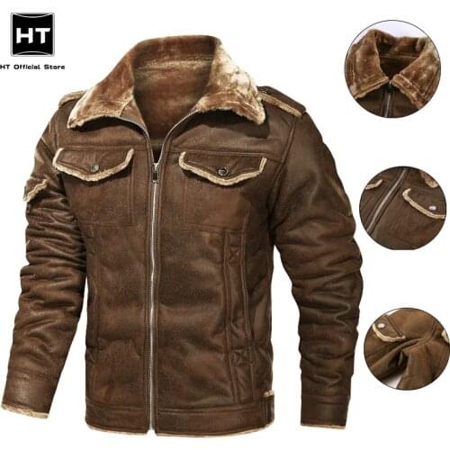 Men Winter Leather Jackets Coats Retro Style Suede Pu Jacket Mens Leather Motorcycle Jacket Fur Lined Warm Coat Autumn Overcoat