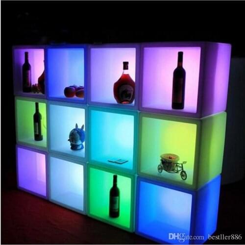 New arrivial led furniture Waterproof Led display case 40CMx40CMx40CM colorful changed Rechargeable cabinet bar kTV disco party