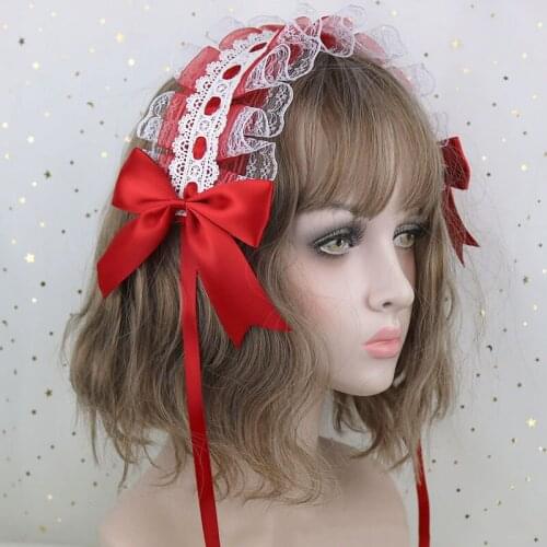 Cosplay Hair Hoop Lovely Anime Maid Headband Lolita Lace Flower Headwear Hair Accessory Hand made For Girls Halloween Gift