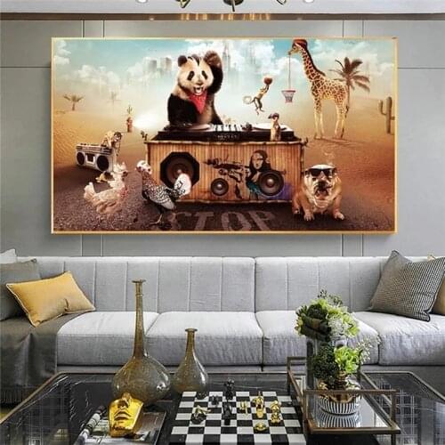 Humans Animals Pandas Giraffes Monkeys Lion Zebra Parrot Migration Posters Paintings Prints Wall Art Pictures Living Room Decora