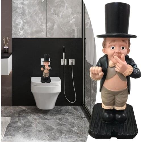 Resin Toilet Butler Decor Funny Man Sculpture Decorative Office Statue Creative Toilet Ornament Home Decoration for Bathroom