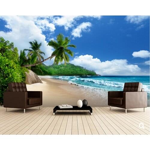 Custom Beach Nature Textile Wallcoverings,Mahe Island Beach,Seychelles,3D photo for living room bedroom kitchen wallpaper