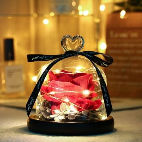 Beauty And The Beast Preserved Valentines Day Gift Exclusive Rose In Glass Dome With Lights Eternal Real Rose Mothers Day Gift